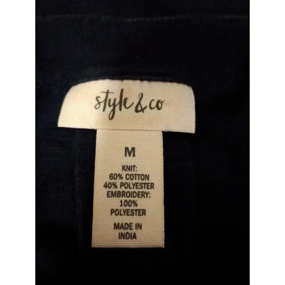 Style & Co Embroidered High Low Sleevess Dress Moroccan Blue Size Medium - Picture 4 of 5
